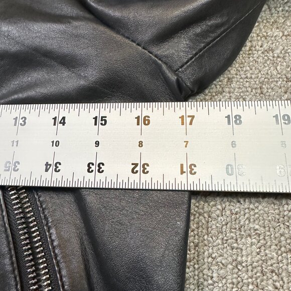 Barone 100% Leather Black Moto Bikercore Zipper Jacket Small Italian Italy - Picture 3 of 6